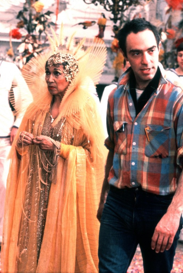 Elisabeth Welch and Derek Jarman on the set of The Tempest (1979)