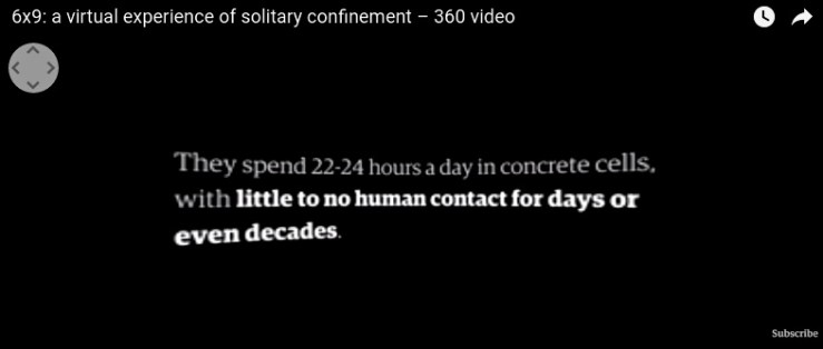 The Guardian’s VR work 6X9 (2016) produced by Francesca Panetta